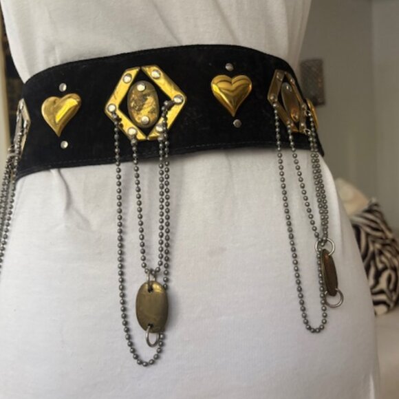 Vintage Black and gold embellished belt - Picture 2 of 4
